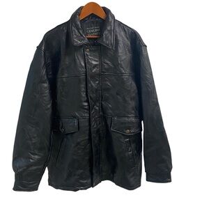 Maxam Brand Black Men's Top Grain Lamb Skin Heavy Jacket‎ Pockets 2X